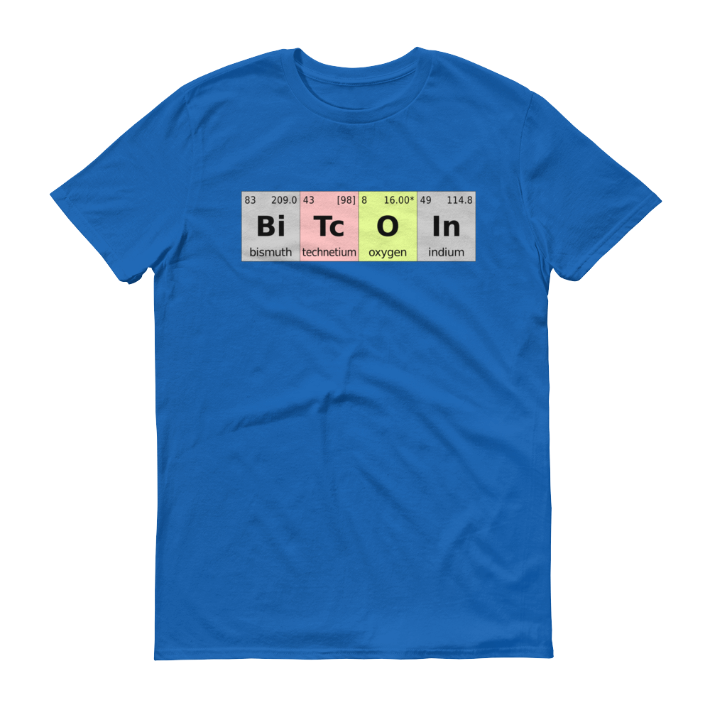 Bitcoin Periodic Table Short-Sleeve T-Shirt  zeroconfs Royal Blue S 