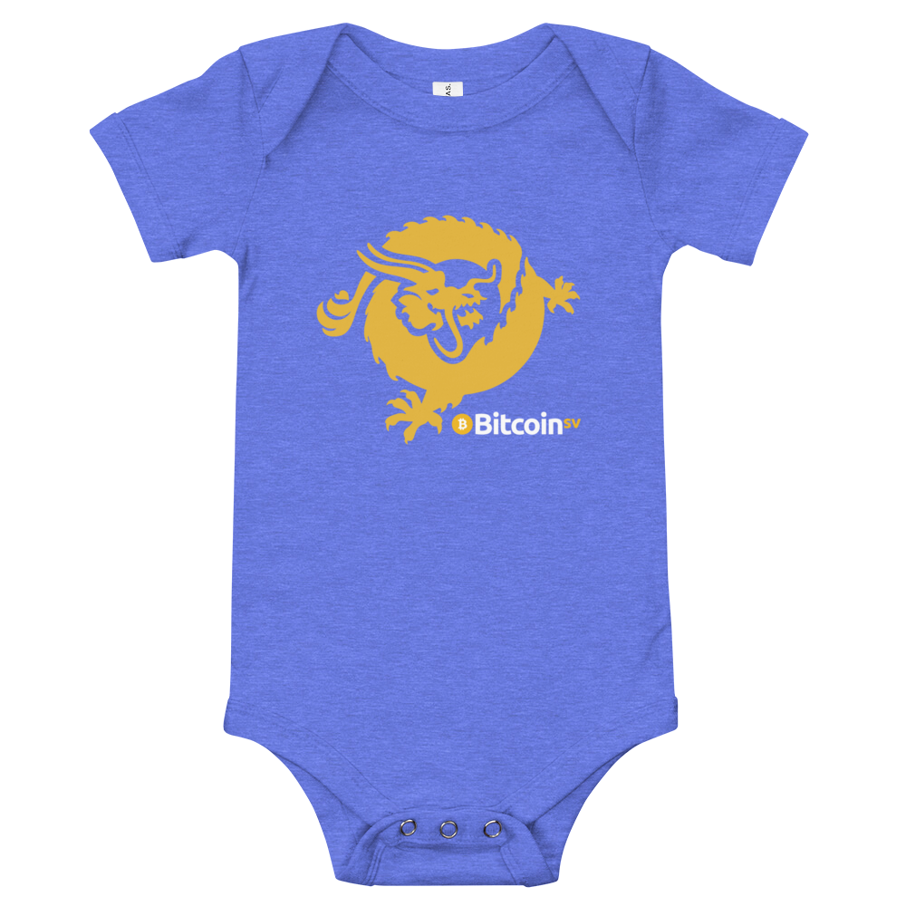 Bitcoin SV Dragon Baby Bodysuit  zeroconfs Heather Columbia Blue 3-6m 