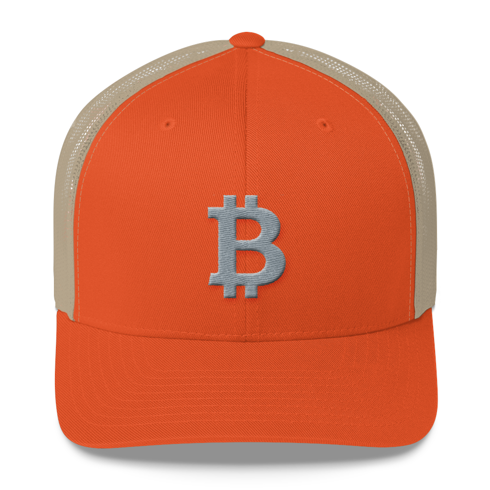 Bitcoin B Trucker Cap Gray  zeroconfs Rustic Orange/ Khaki  