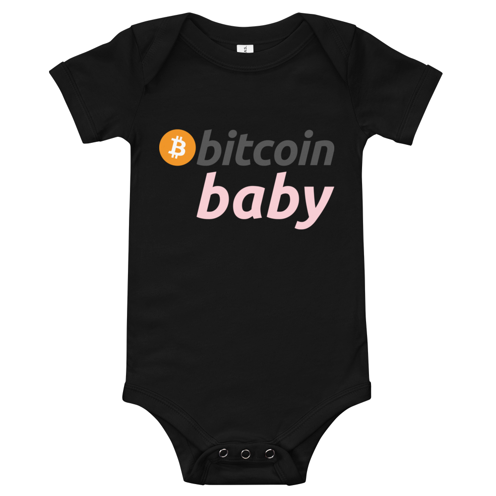 Bitcoin Baby Pink Logo Bodysuit  zeroconfs Black 3-6m 