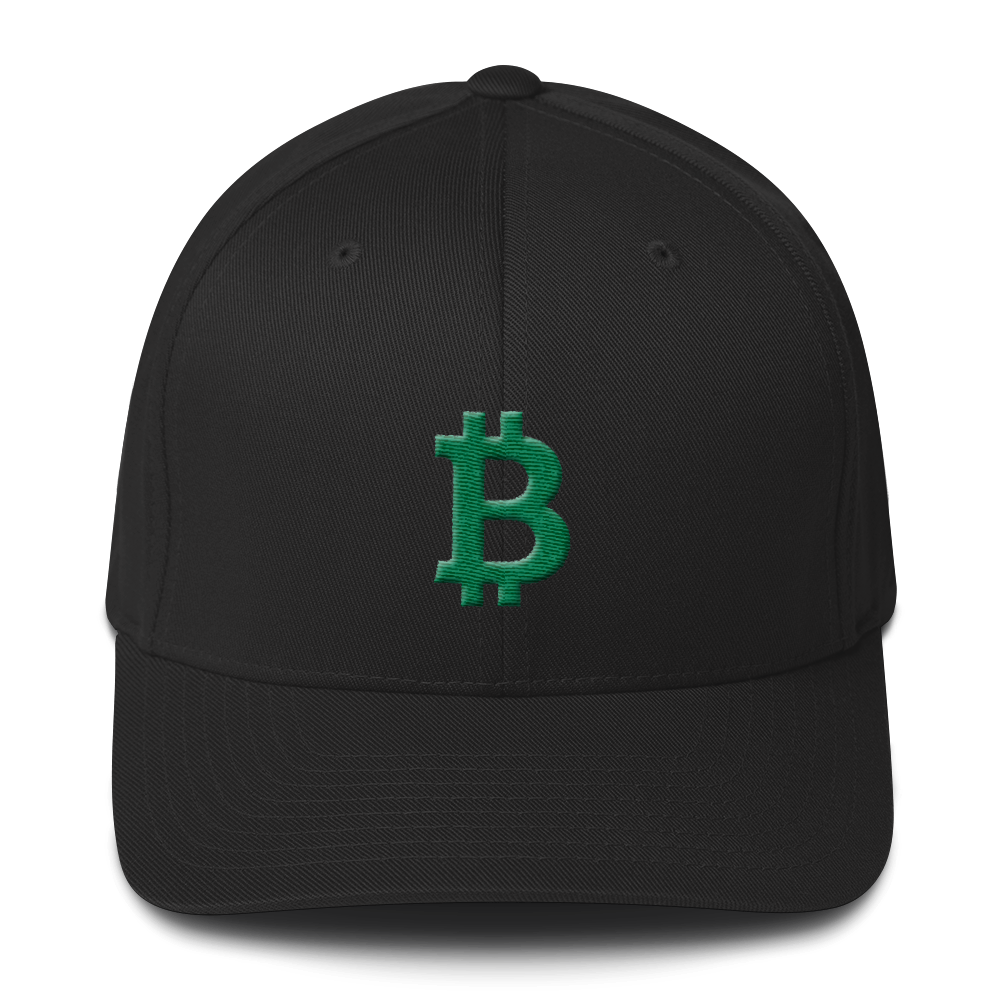 Bitcoin B Flexfit Cap Green  zeroconfs Black S/M 