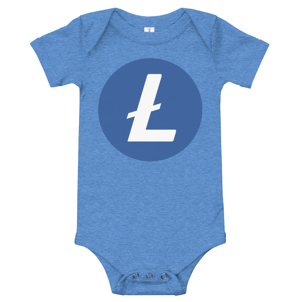 Litecoin Baby Bodysuit  zeroconfs Heather Columbia Blue 6-12m 