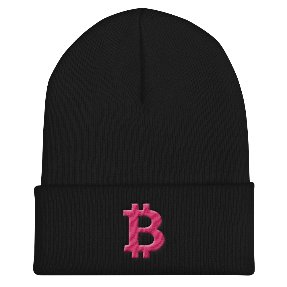Bitcoin B Cuffed Beanie Pink  zeroconfs Black  