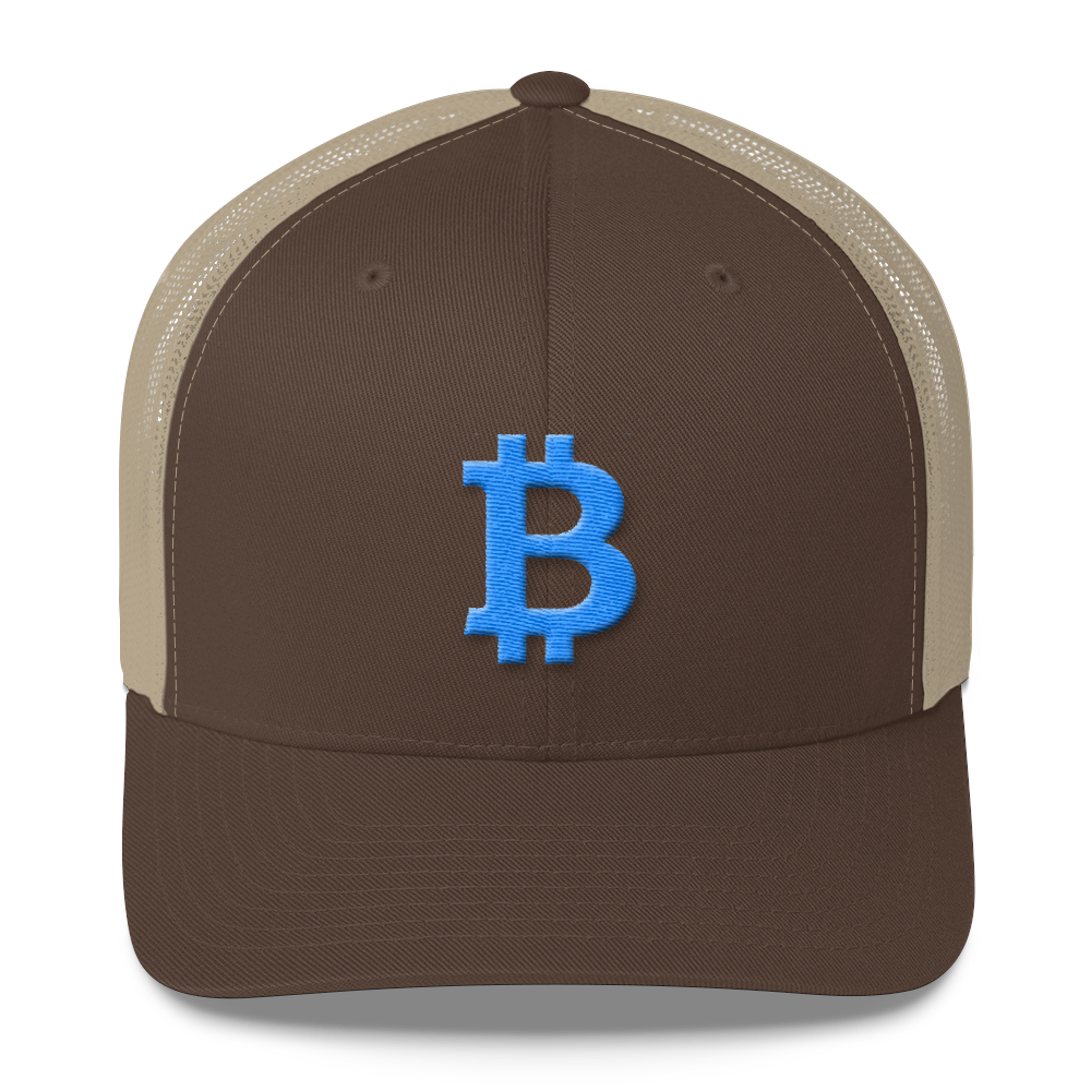 Bitcoin B Trucker Cap Teal  zeroconfs Brown/ Khaki  