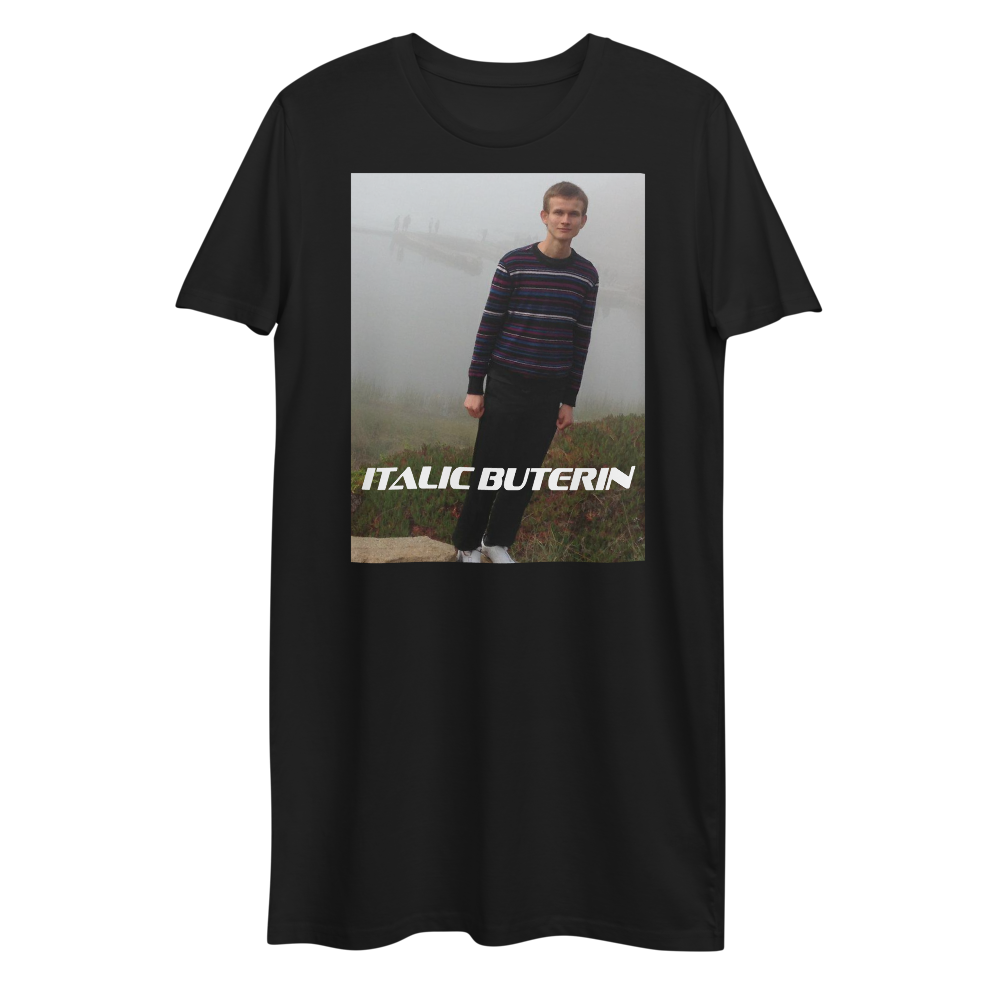 Italic Buterin Ethereum Premium T-Shirt Dress  zeroconfs Black XS 