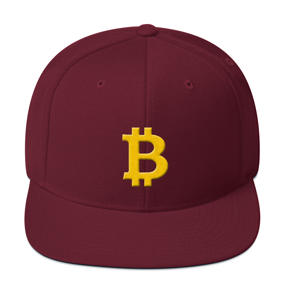 Bitcoin B Snapback Hat  zeroconfs Maroon  