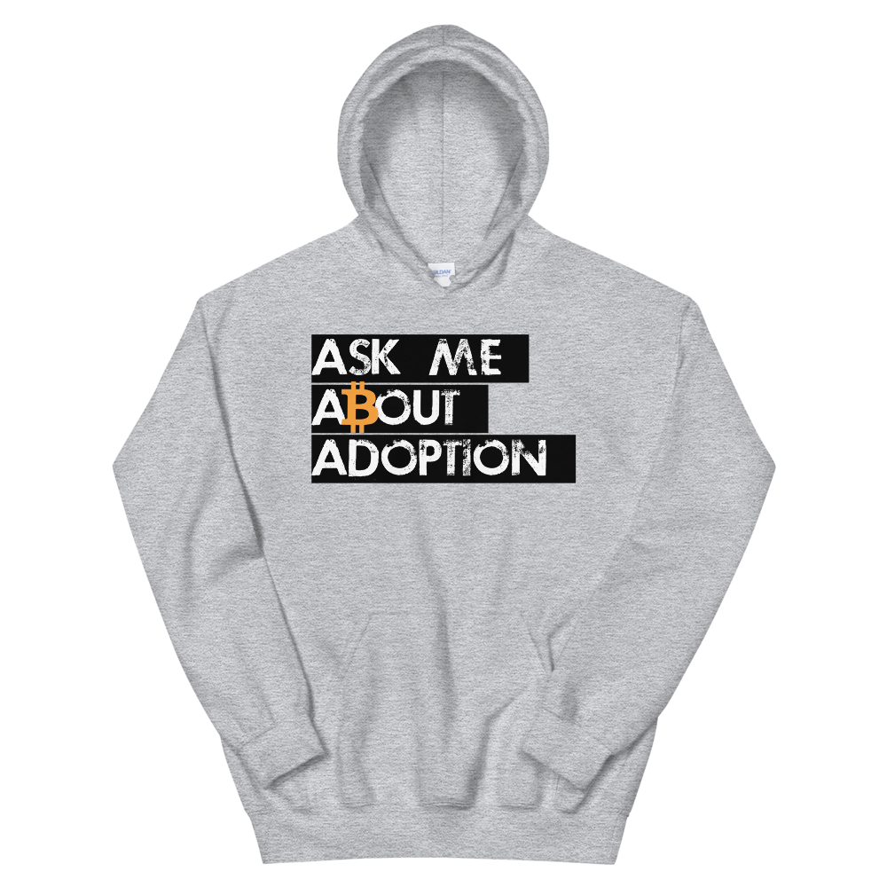 Ask Me About Adoption Bitcoin Hooded Sweatshirt  zeroconfs Sport Grey S 