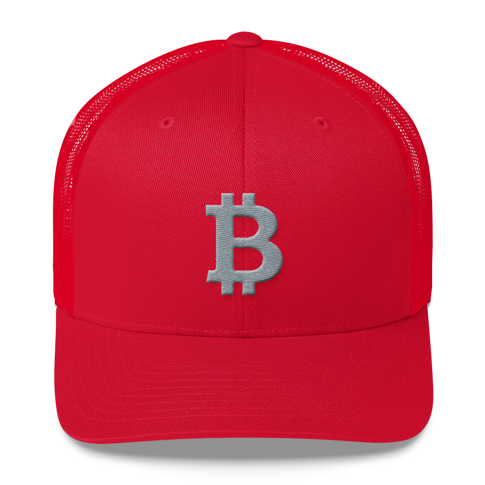 Bitcoin B Trucker Cap Gray  zeroconfs Red  
