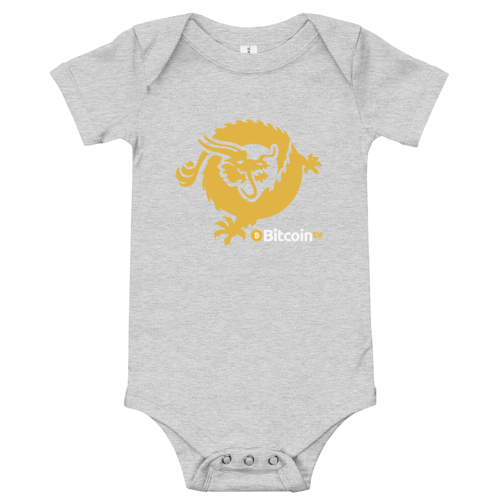Bitcoin SV Dragon Baby Bodysuit  zeroconfs Athletic Heather 3-6m 