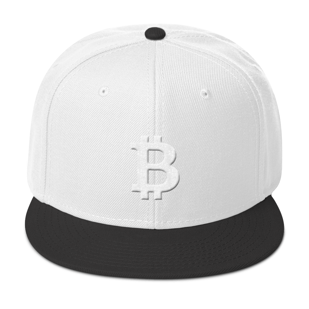 Bitcoin B Snapback Hat Black Visor White  zeroconfs Default Title  