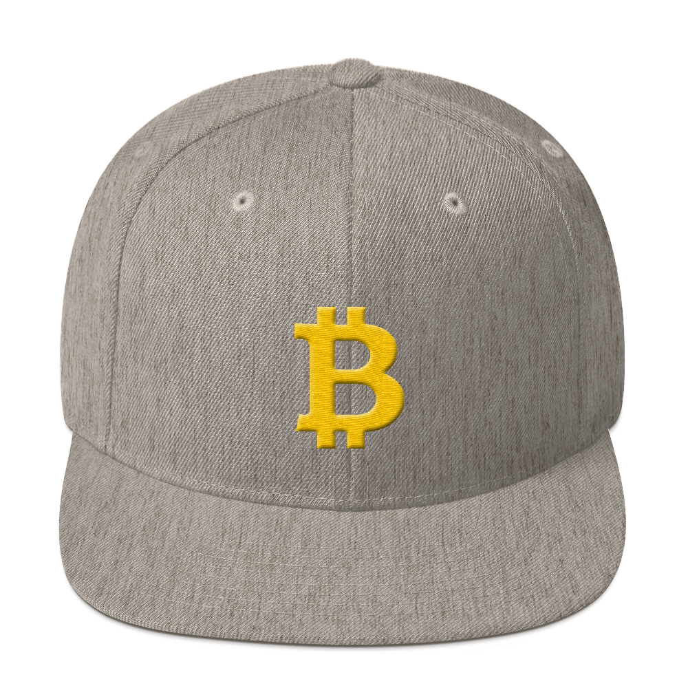 Bitcoin B Snapback Hat  zeroconfs Heather Grey  