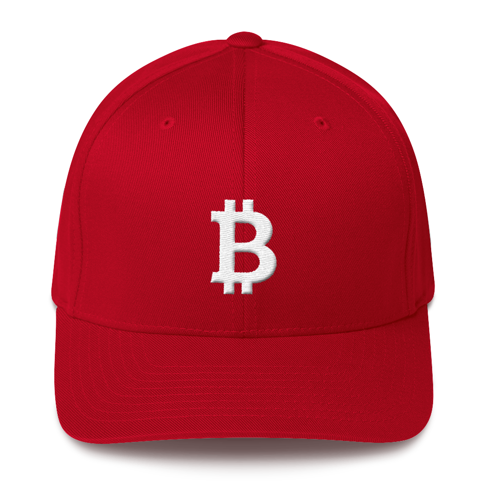 Bitcoin B Flexfit Cap White  zeroconfs Red S/M 