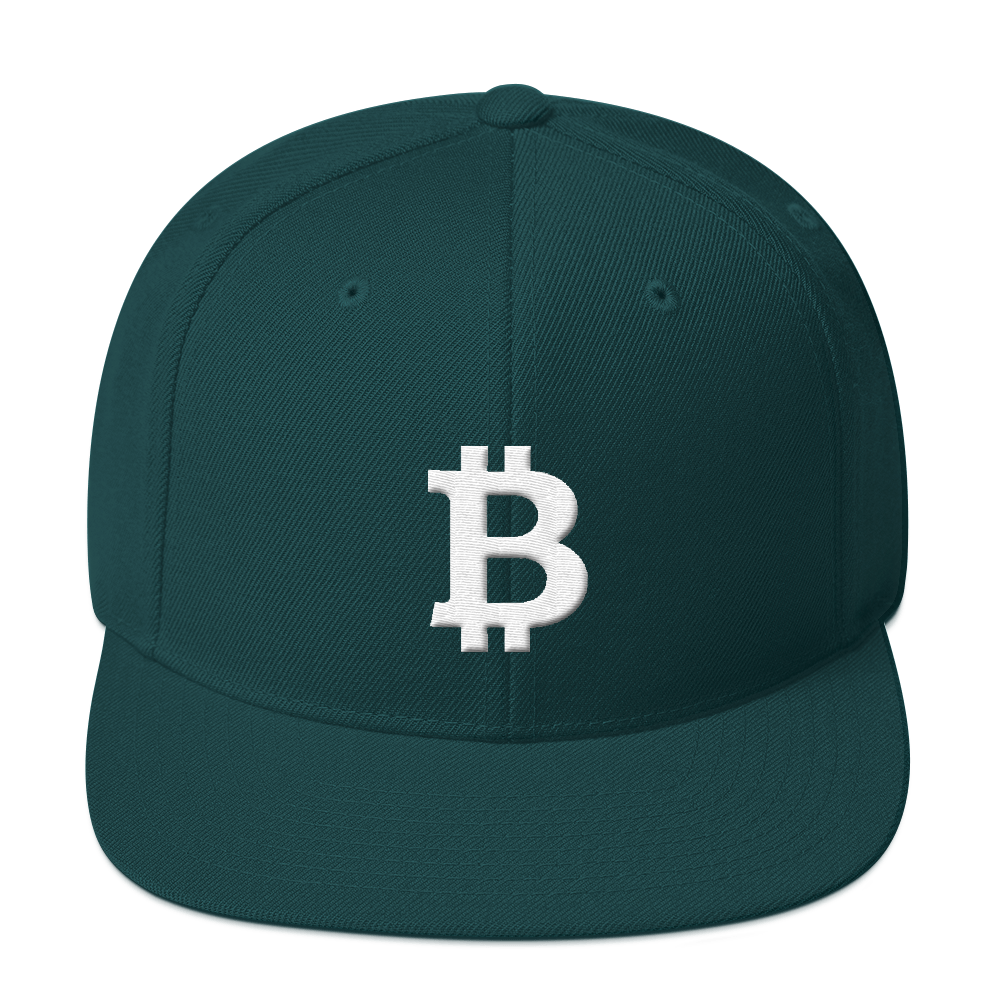 Bitcoin B Snapback Hat White  zeroconfs Spruce  