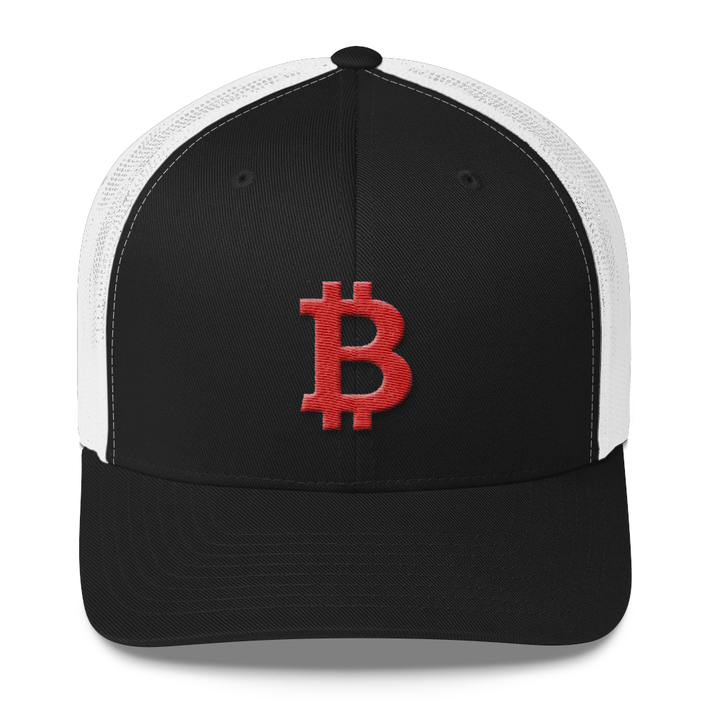 Bitcoin B Trucker Cap Red  zeroconfs Black/ White  