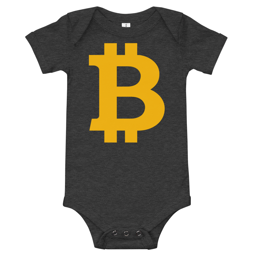 Bitcoin B Baby Bodysuit  zeroconfs Dark Grey Heather 3-6m 