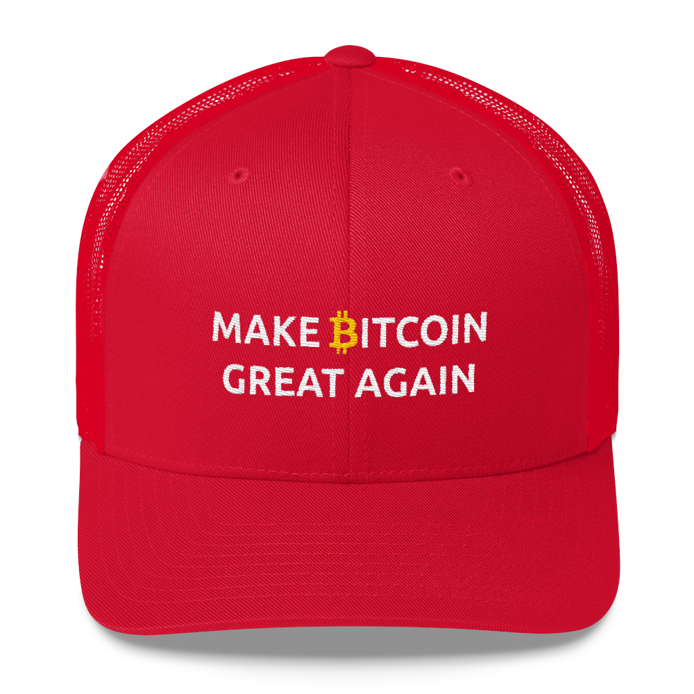 Make Bitcoin Great Again Trucker Cap  zeroconfs Red  