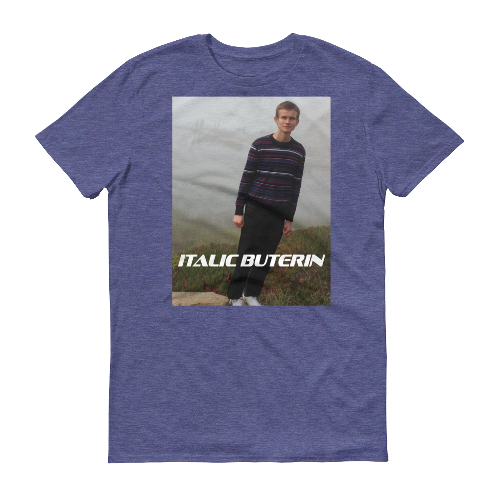Italic Buterin Ethereum Short-Sleeve T-Shirt  zeroconfs Heather Blue S 