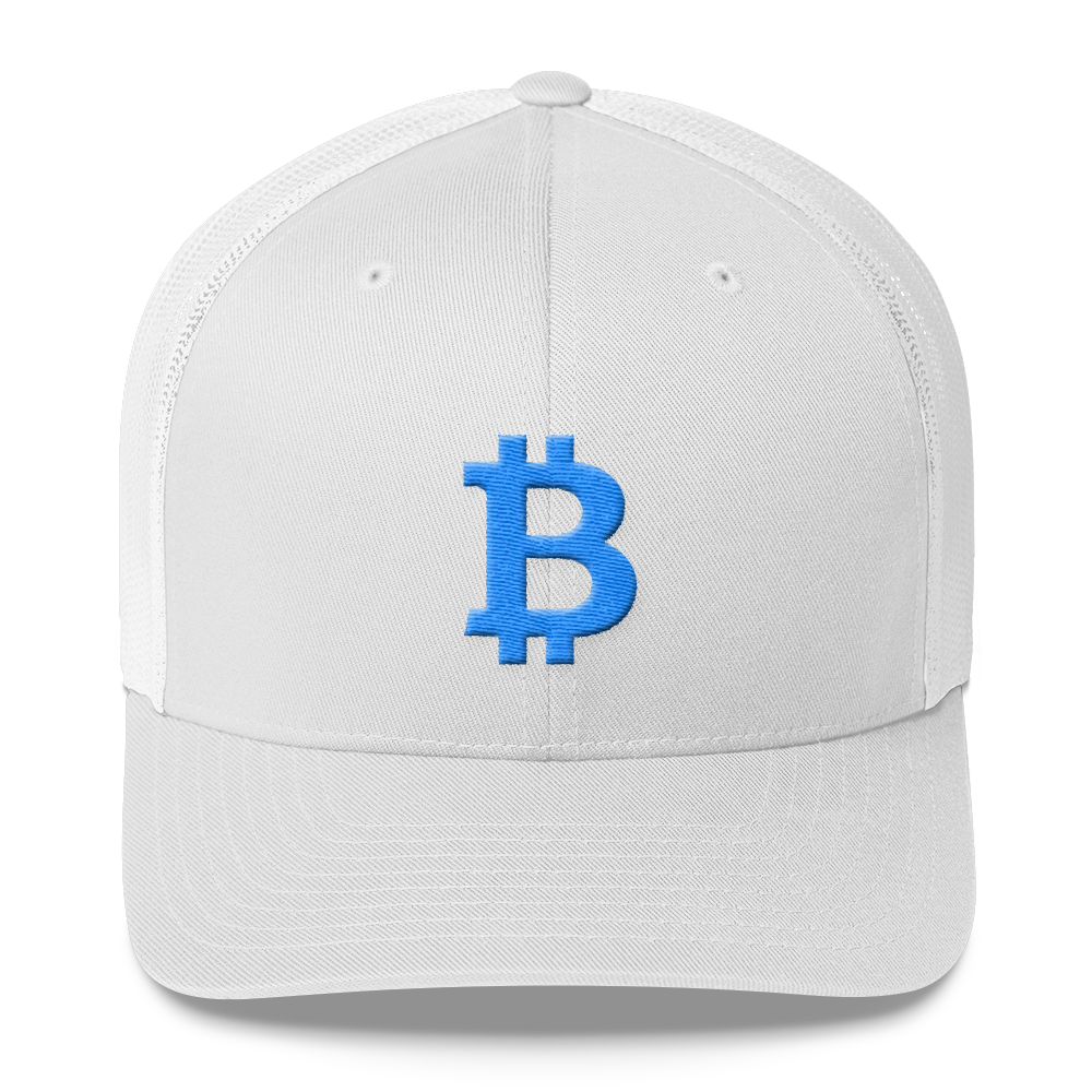 Bitcoin B Trucker Cap Teal  zeroconfs White  