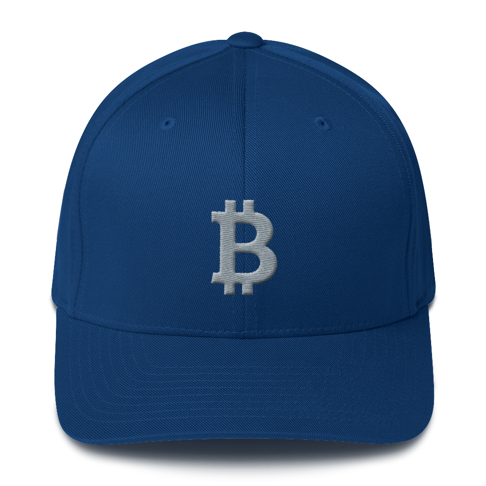Bitcoin B Flexfit Cap Gray  zeroconfs Royal Blue S/M 