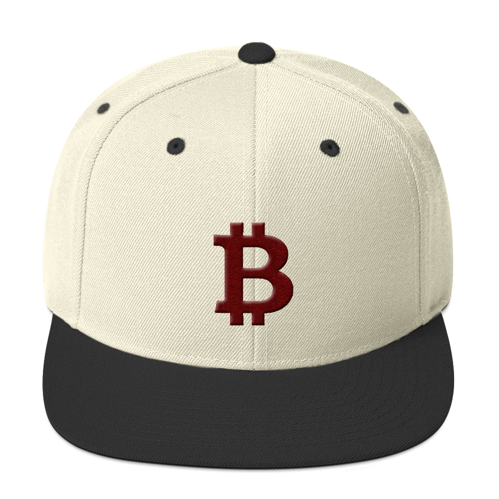 Bitcoin B Snapback Hat Maroon  zeroconfs Natural/ Black  
