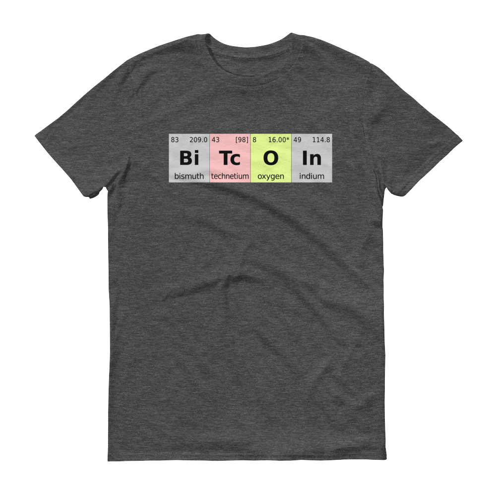 Bitcoin Periodic Table Short-Sleeve T-Shirt  zeroconfs Heather Dark Grey S 