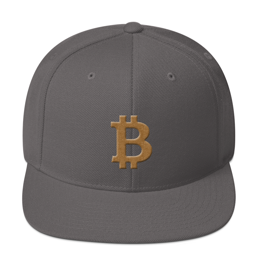 Bitcoin B Snapback Hat Gold  zeroconfs Dark Grey  