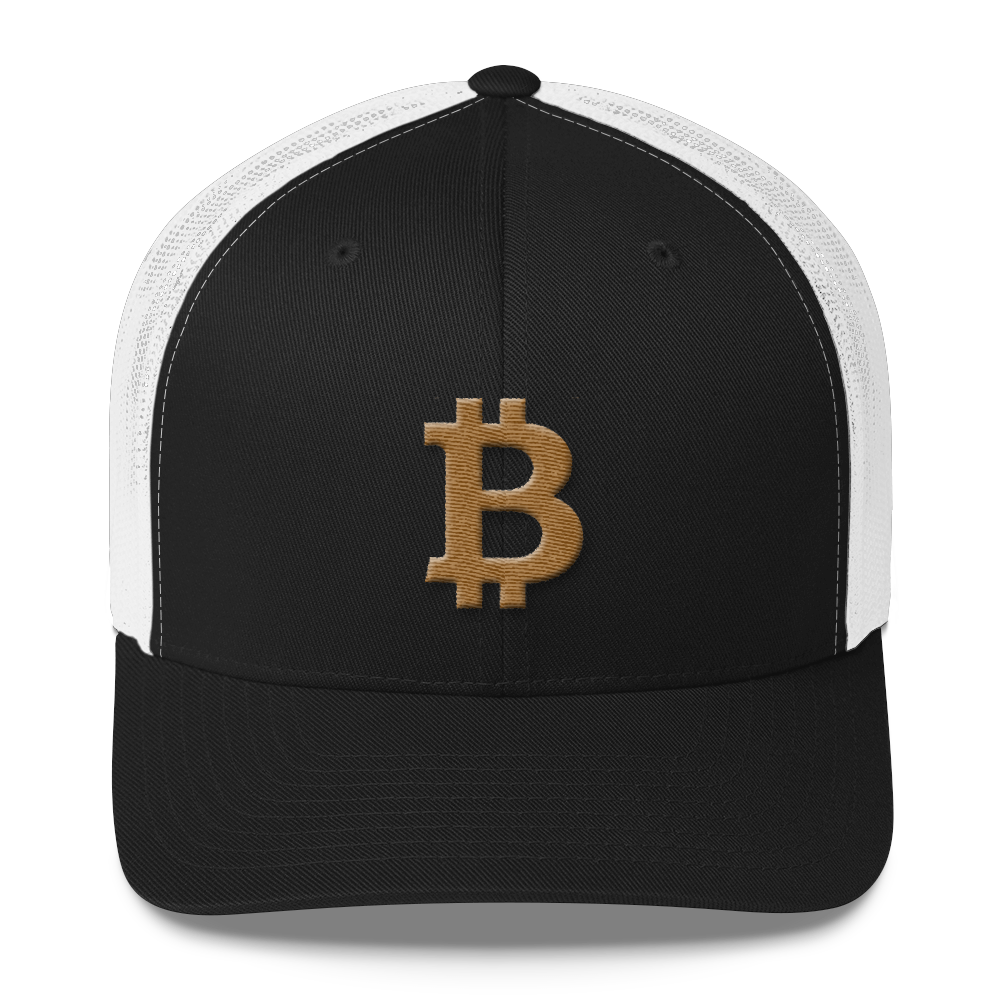 Bitcoin B Trucker Cap Gold  zeroconfs Black/ White  