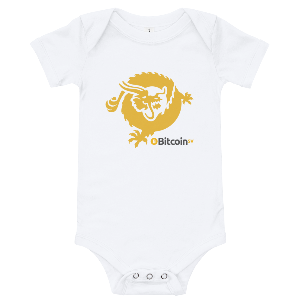 Bitcoin SV Dragon Baby Bodysuit  zeroconfs White 3-6m 