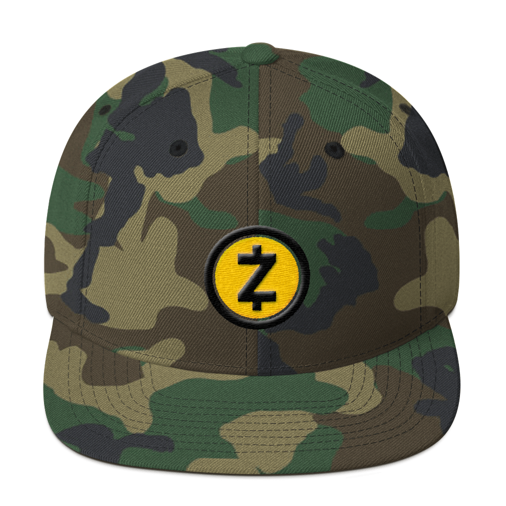 Zcash Snapback Hat  zeroconfs Green Camo  