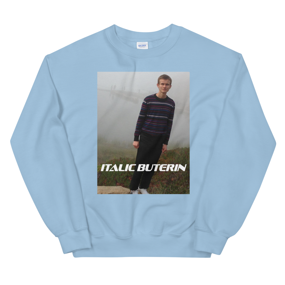 Italic Buterin Ethereum Sweatshirt  zeroconfs Light Blue S 