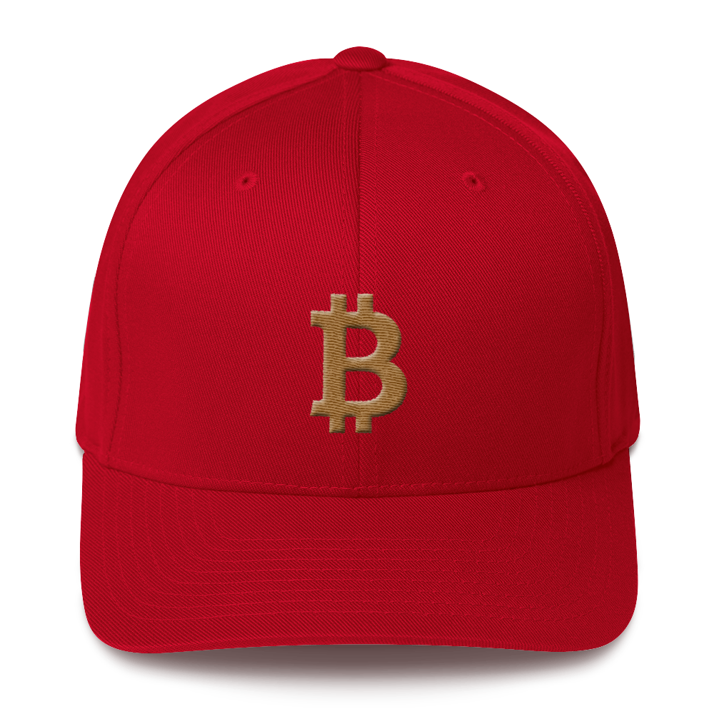 Bitcoin B Flexfit Cap Gold  zeroconfs Red S/M 
