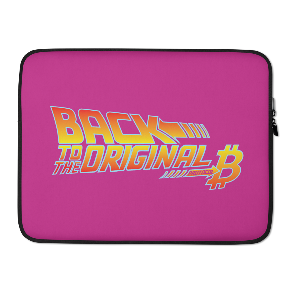 Back To The Original Bitcoin Protocol Laptop Sleeve Pink  zeroconfs 15 in  