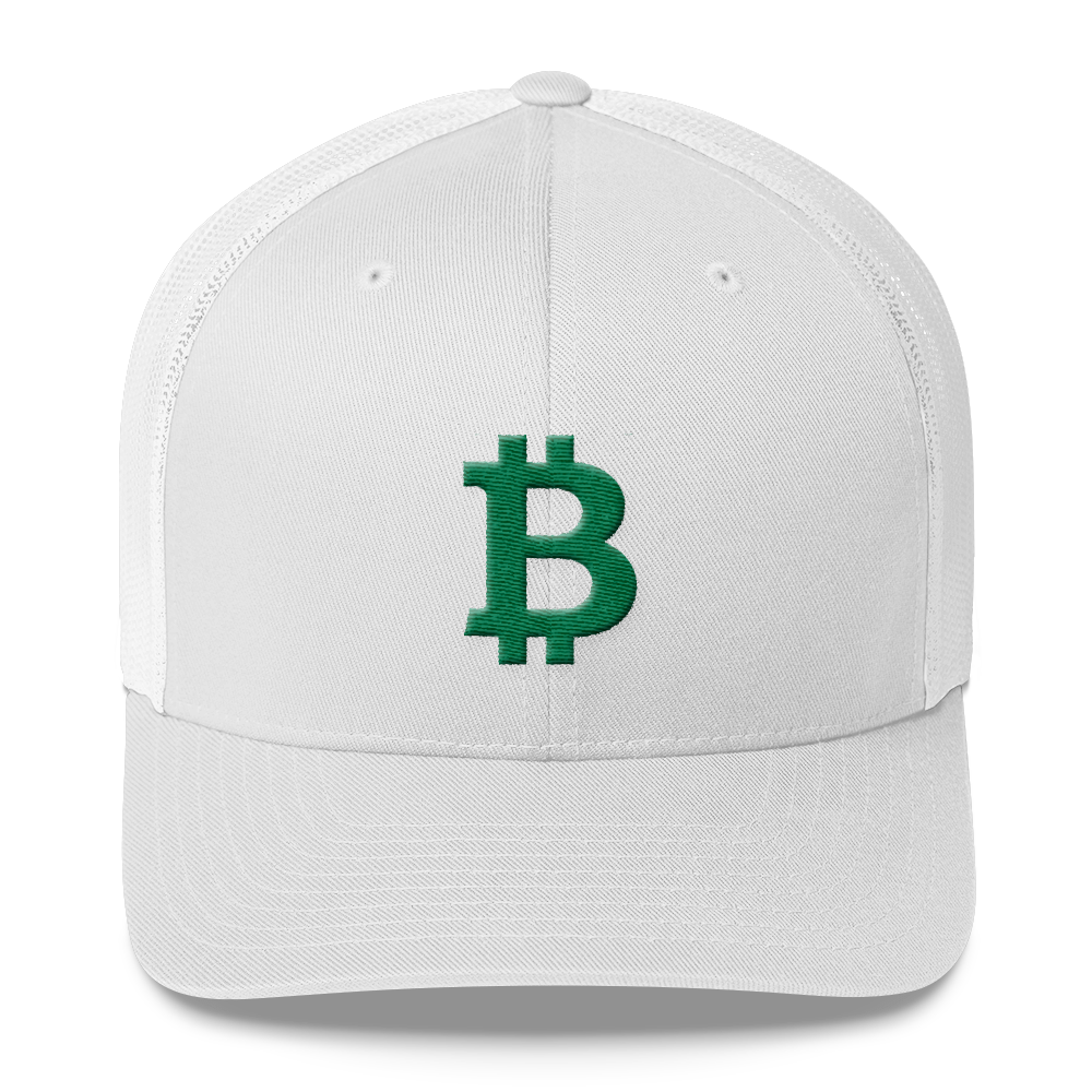 Bitcoin B Trucker Cap Green  zeroconfs White  