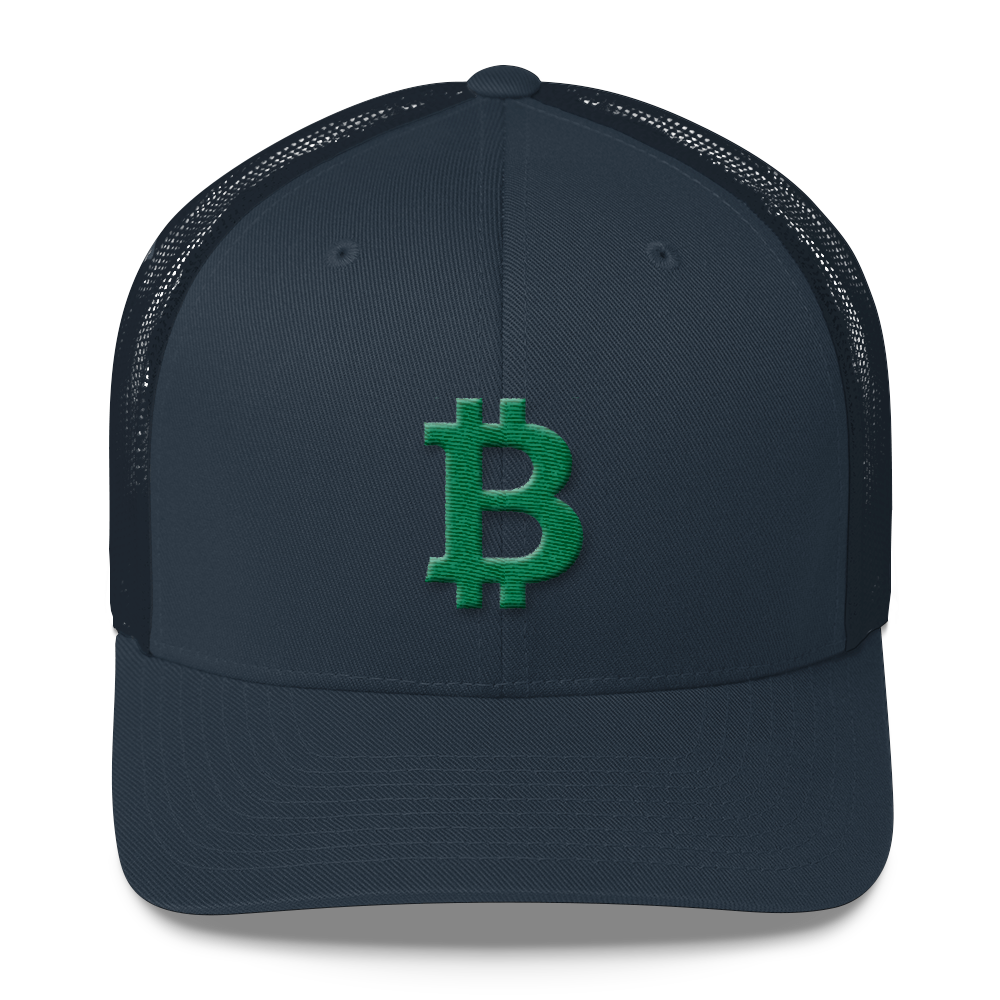 Bitcoin B Trucker Cap Green  zeroconfs Navy  