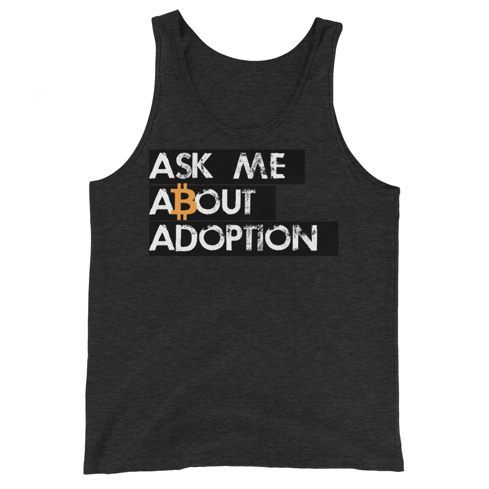 Ask Me About Adoption Bitcoin Tank Top  zeroconfs Charcoal-Black Triblend XS 