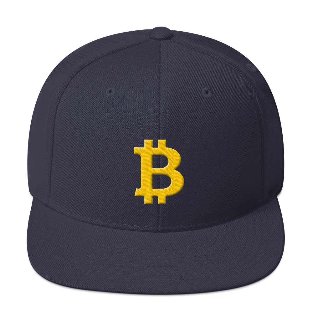 Bitcoin B Snapback Hat  zeroconfs Navy  