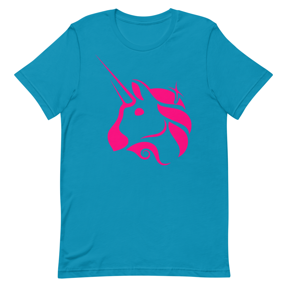 Uniswap Unicorn Short-Sleeve T-Shirt  zeroconfs Aqua S 