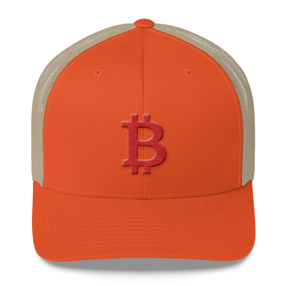 Bitcoin B Trucker Cap Red  zeroconfs Rustic Orange/ Khaki  