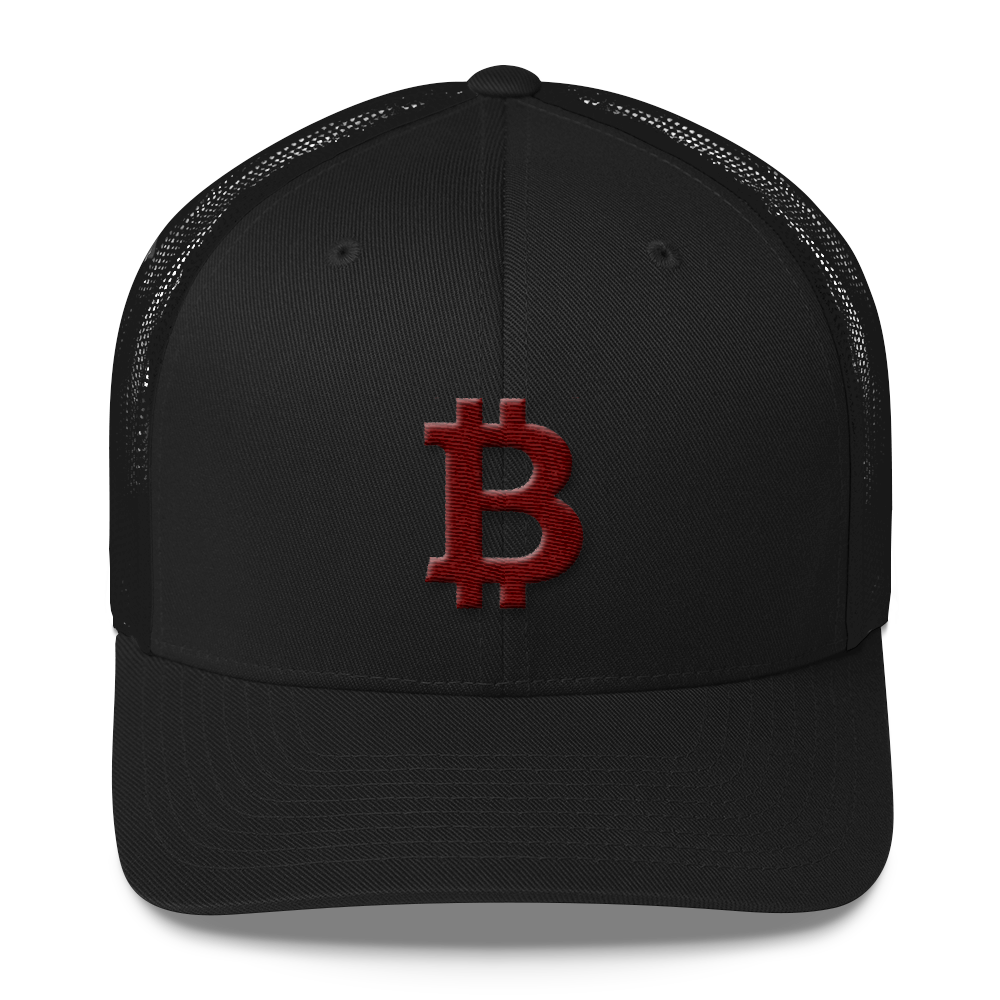 Bitcoin B Trucker Cap Maroon  zeroconfs Black  