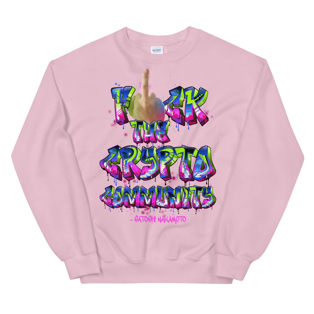 Fck The Crypto Community Sweatshirt  zeroconfs Light Pink S 