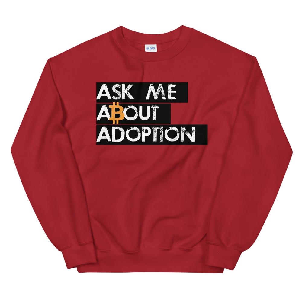 Ask Me About Adoption Bitcoin Sweatshirt  zeroconfs Red S 
