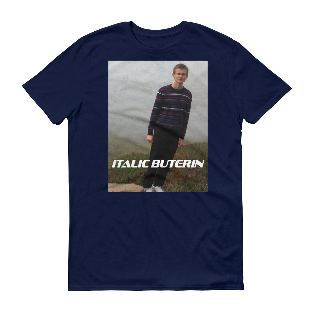 Italic Buterin Ethereum Short-Sleeve T-Shirt  zeroconfs Navy S 