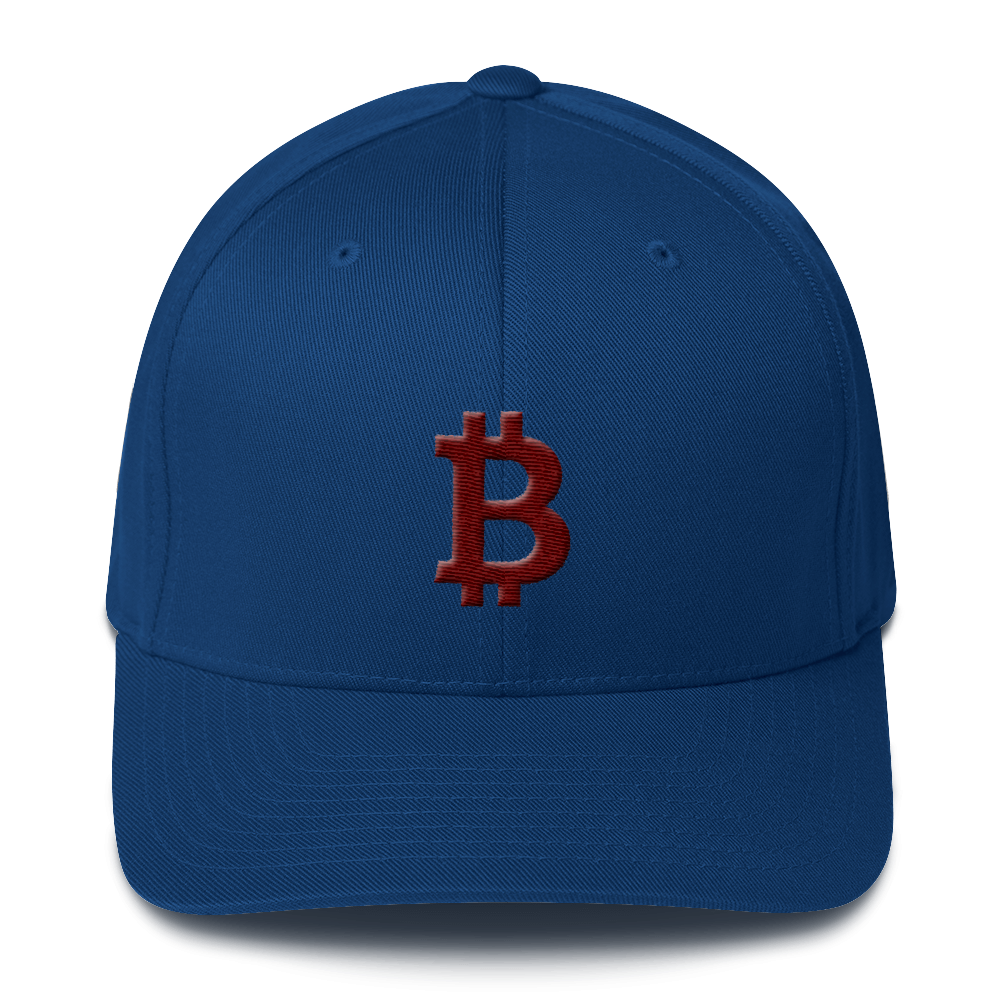 Bitcoin B Flexfit Cap Maroon  zeroconfs Royal Blue S/M 