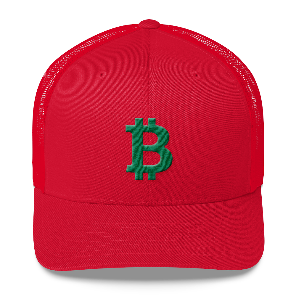 Bitcoin B Trucker Cap Green  zeroconfs Red  