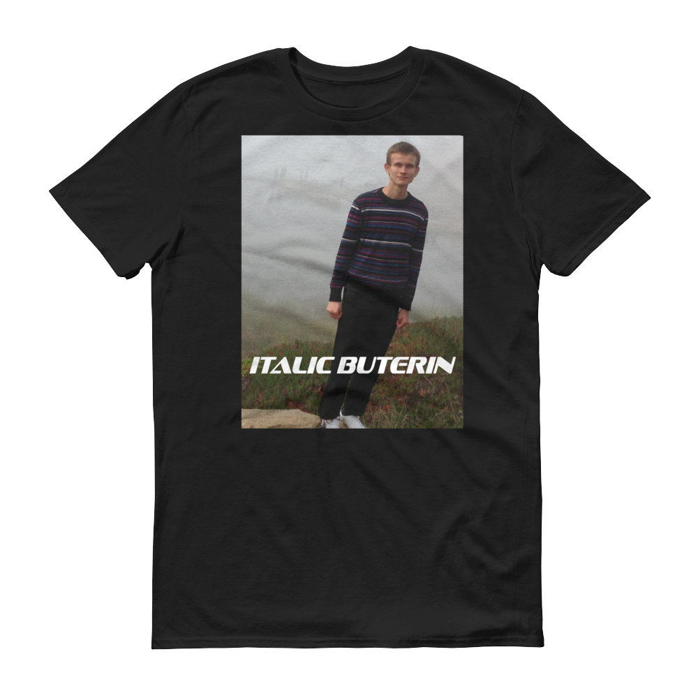 Italic Buterin Ethereum Short-Sleeve T-Shirt  zeroconfs Black S 