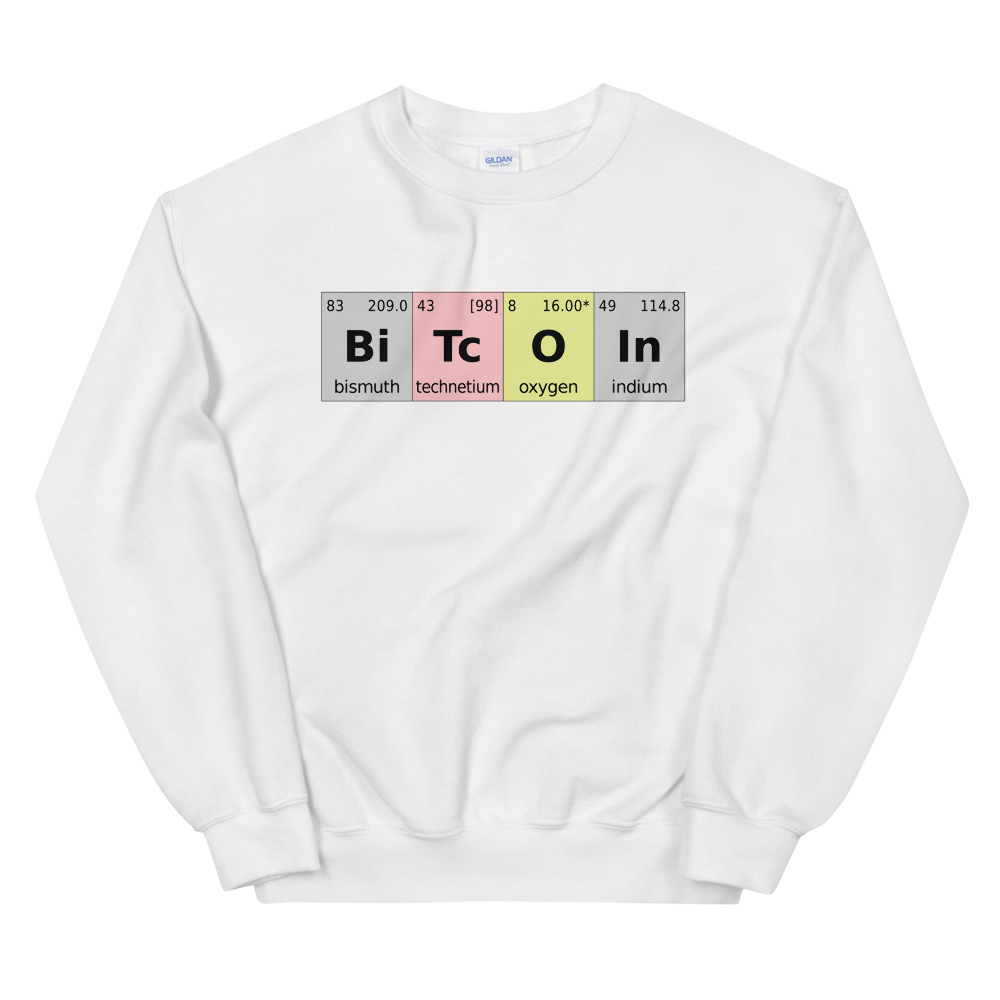 Bitcoin Periodic Table Sweatshirt  zeroconfs White S 