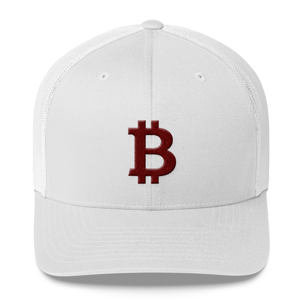 Bitcoin B Trucker Cap Maroon  zeroconfs White  