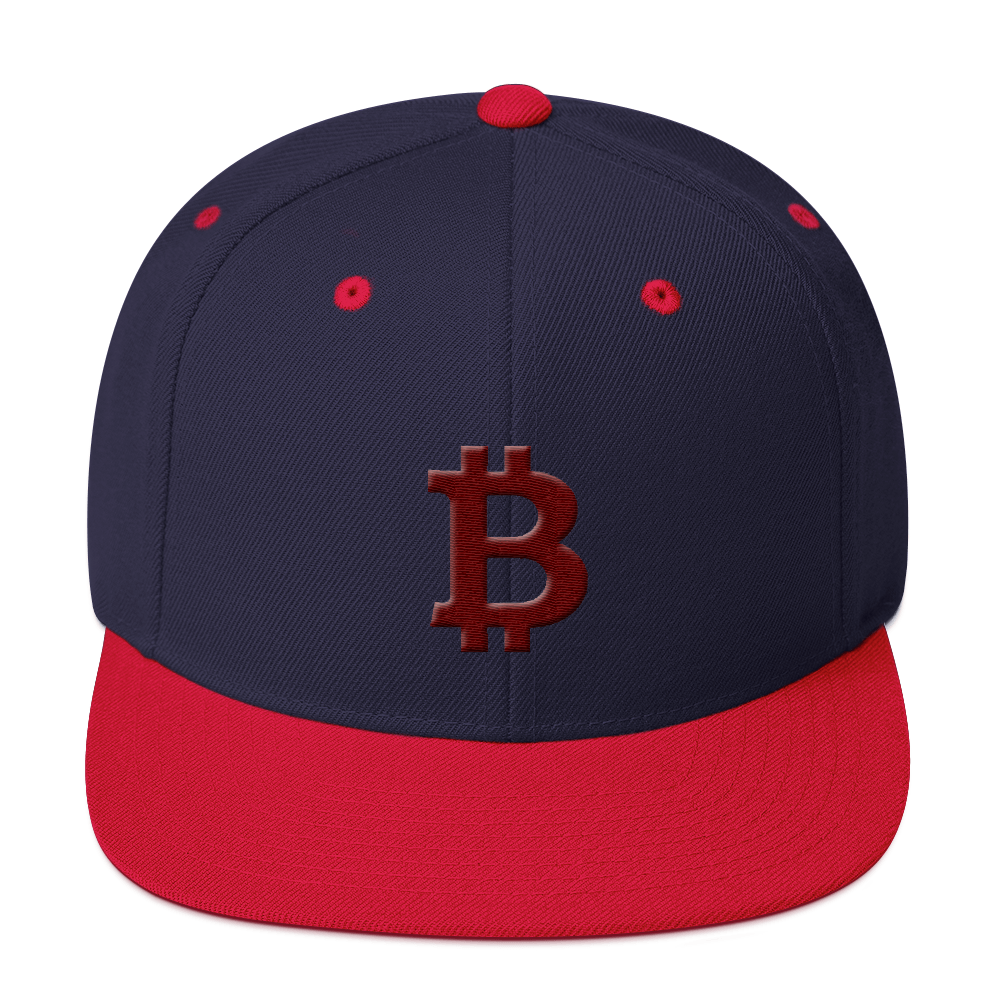 Bitcoin B Snapback Hat Maroon  zeroconfs Navy/ Red  