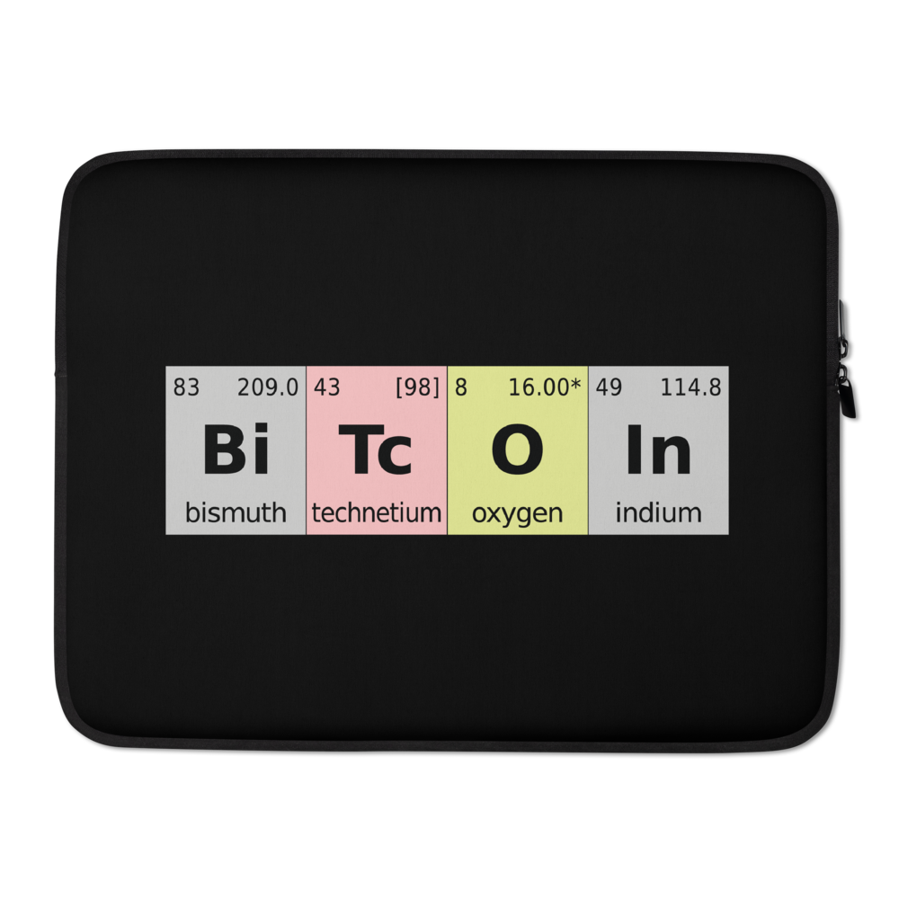 Bitcoin Periodic Table Laptop Sleeve  zeroconfs 15 in  
