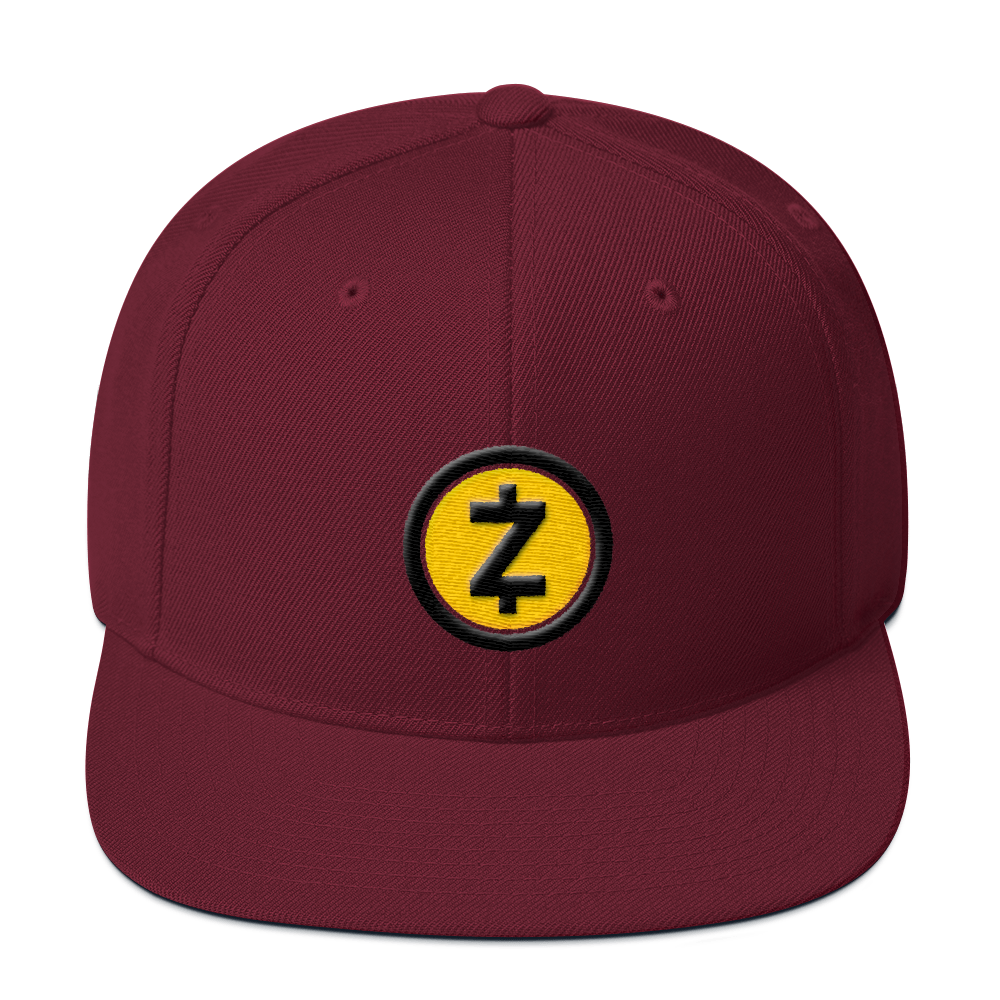 Zcash Snapback Hat  zeroconfs Maroon  